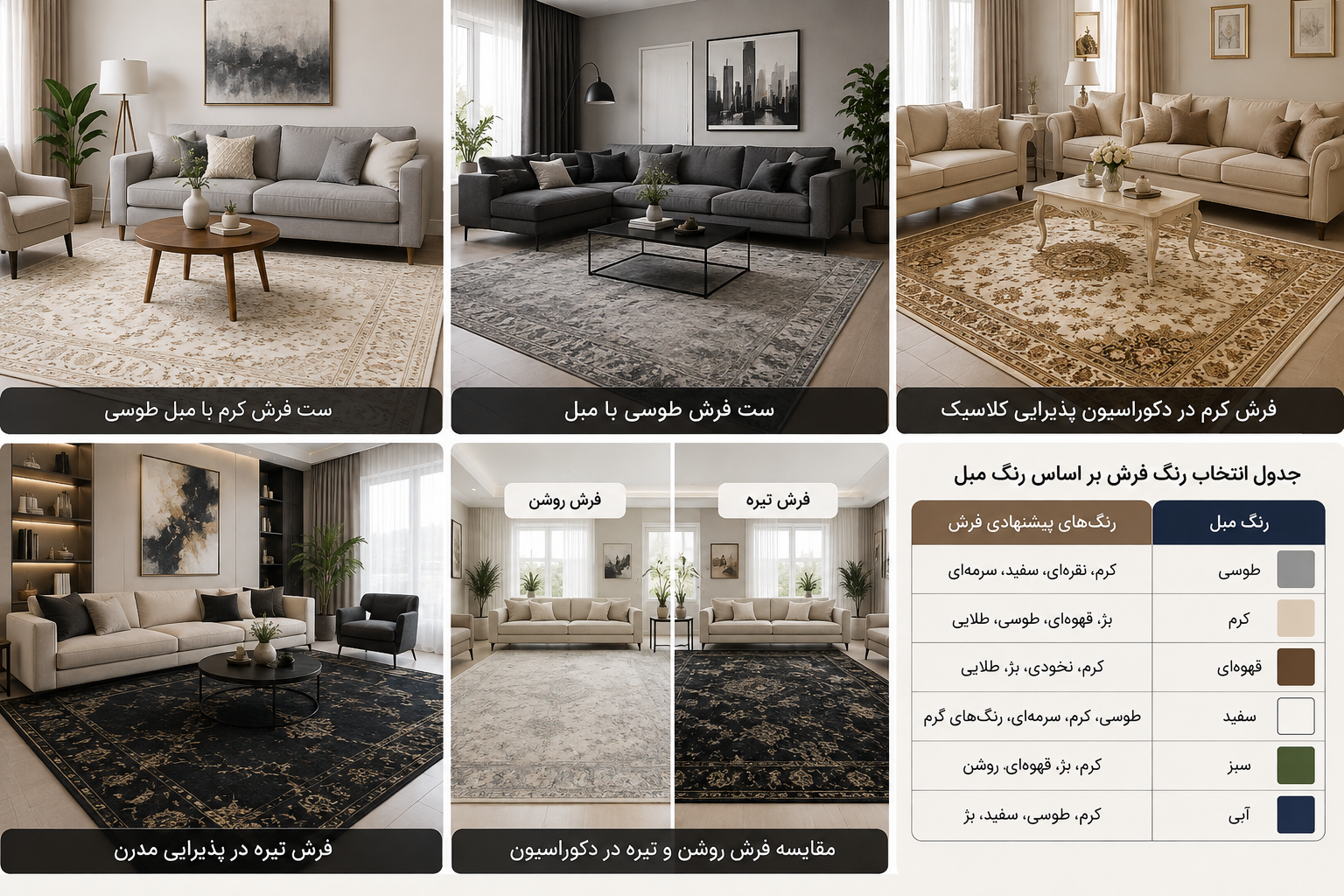 چگونه رنگ فرش را با مبل و دکوراسیون منزل ست کنیم؟